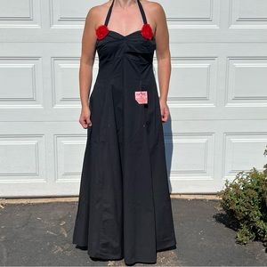 SUPER LOW FAT floor length goth rockabilly halter prom maxi formal nwt hot topic